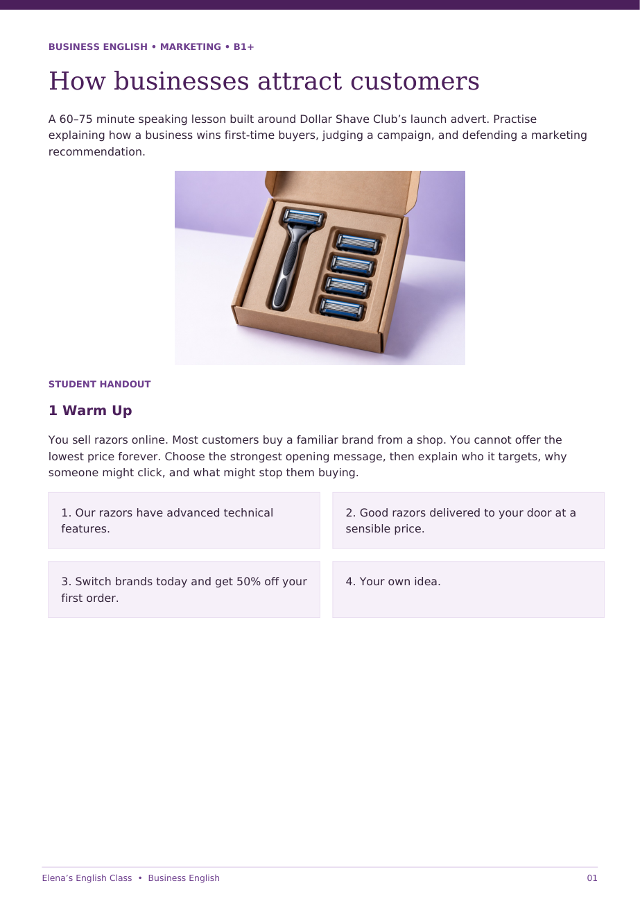How businesses attract customers — pagina 1